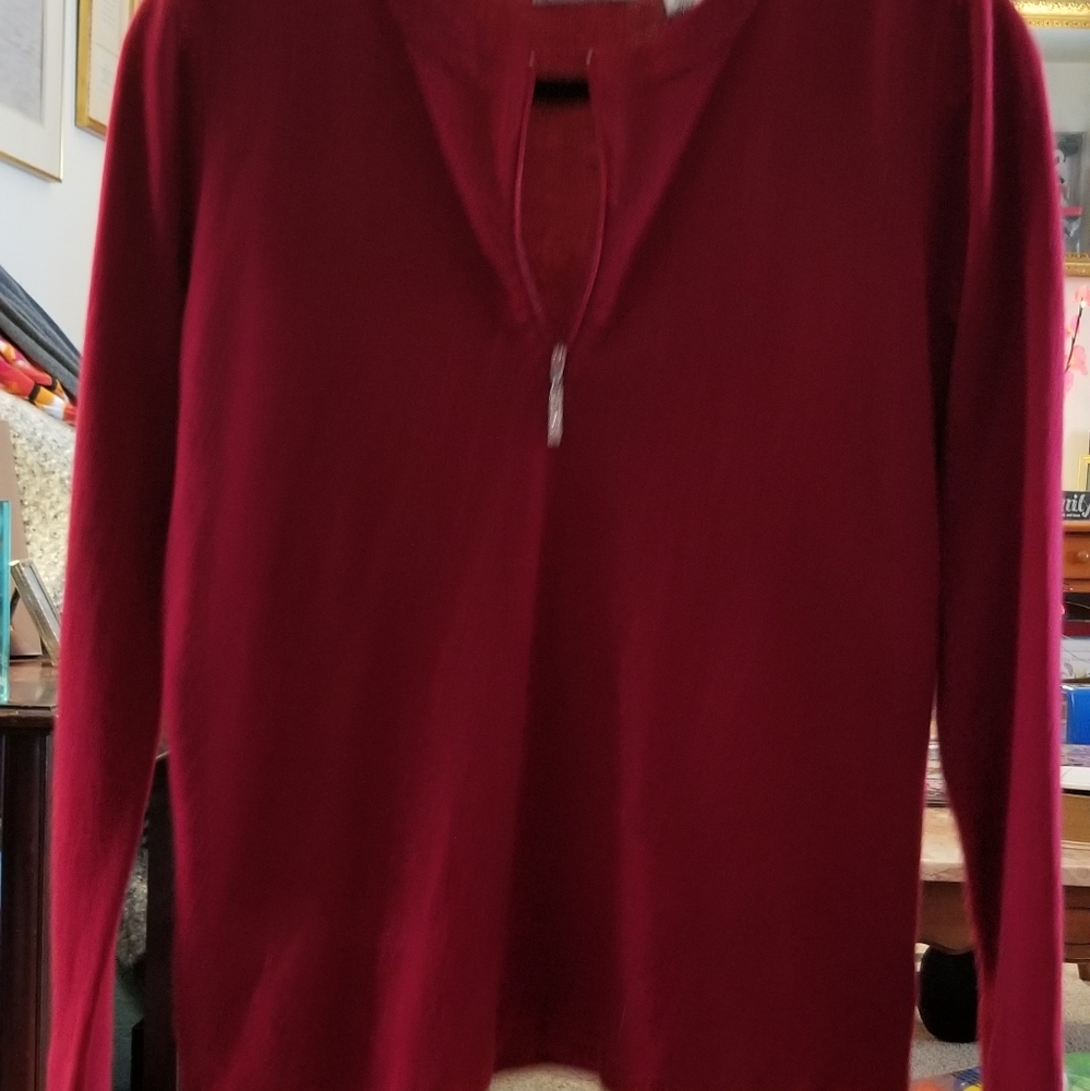 Red sweater with zipper